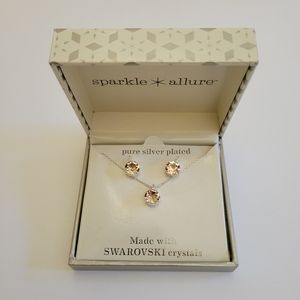 Women's Pure Silver Plated Necklace and Earrings Set